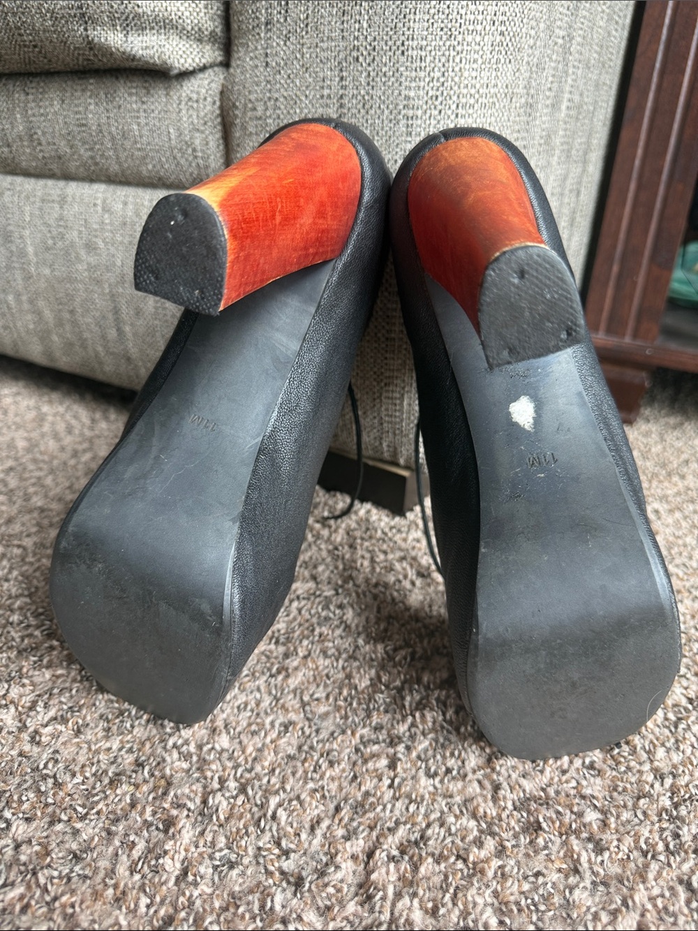 Jeffrey Campbell Lita Booties Black Leather Wood Heel - Picture 7 of 11